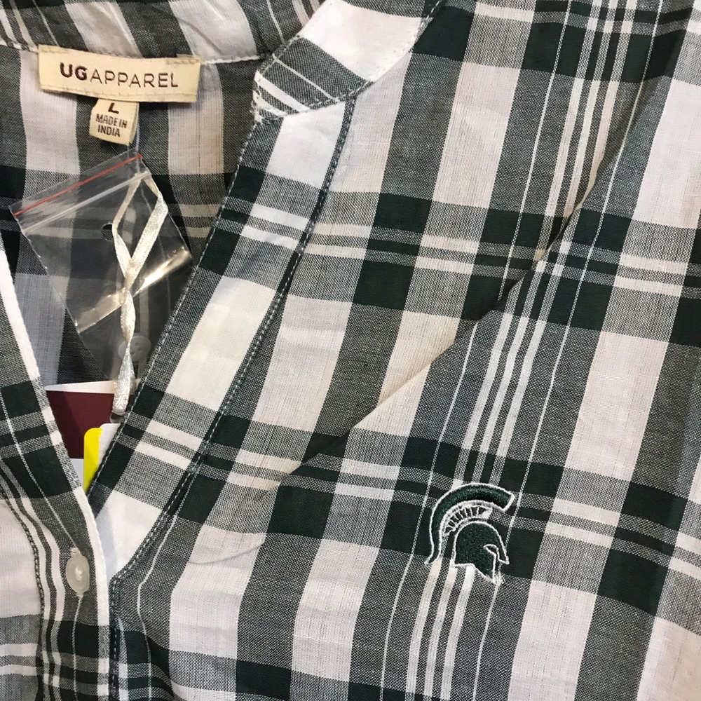 Michigan State Spartans Cotton Plaid Ladies Shirt